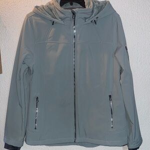 Free Country Super Softshell hooded Jacket size L/Xl slate grey